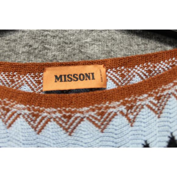 Missoni Poncho Blue & Zig Zag/Chevron Sweater Wool Blend - Picture 2 of 6